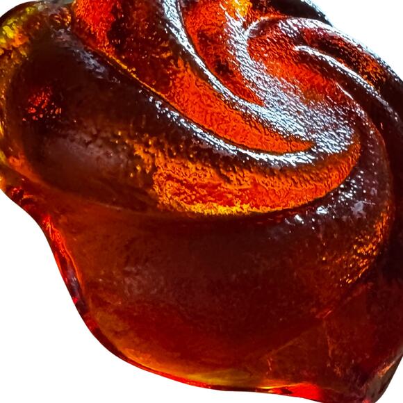 Vintage Amberina Glass Swirl Dish – Retro Orange Red - Picture 3 of 11